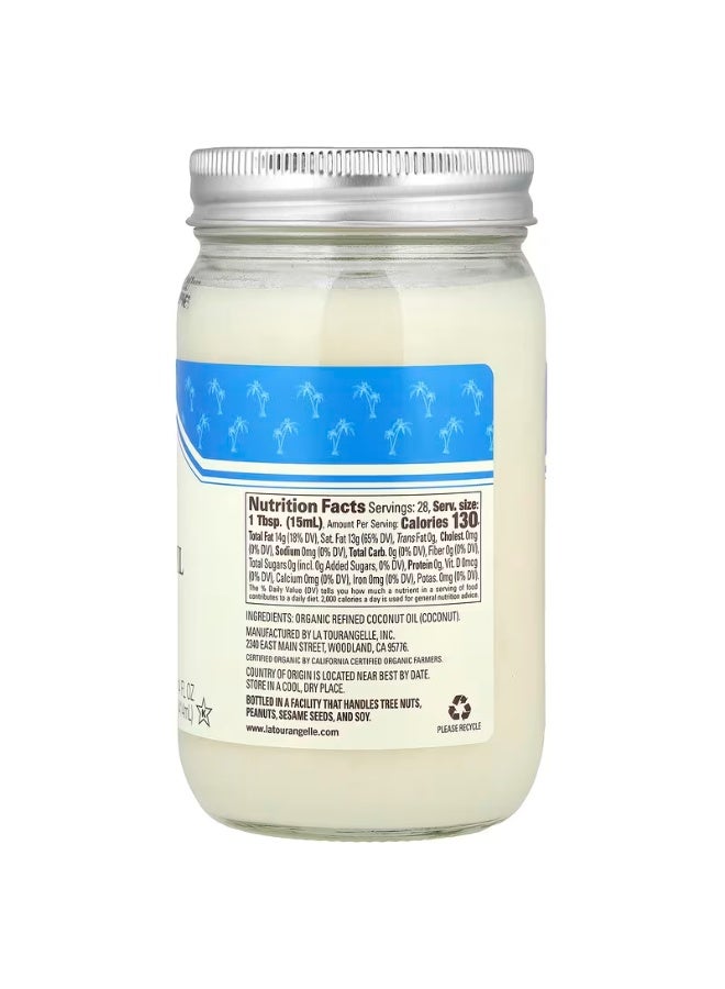 La Tourangelle, Organic Refined Coconut Oil, 14 fl oz 414 ml - Image 2